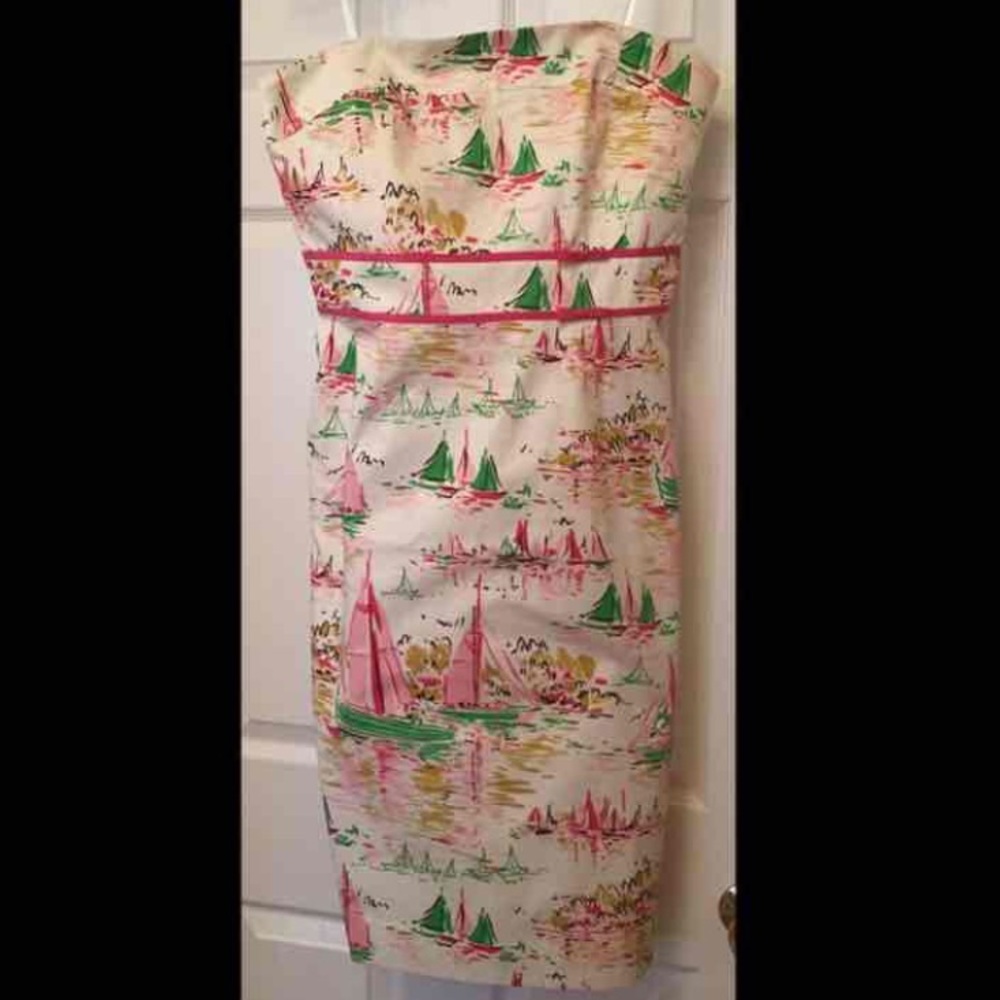 EUC JCrew strapless preppy sailboat dress